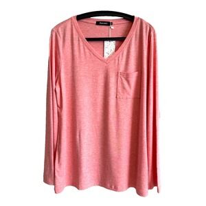 NWT Automet Womens XL Long Sleeve Pink Top Casual Timeless Basic Minimalist